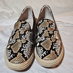 Franco Sarto Leather Animal Print Slip on Shoes